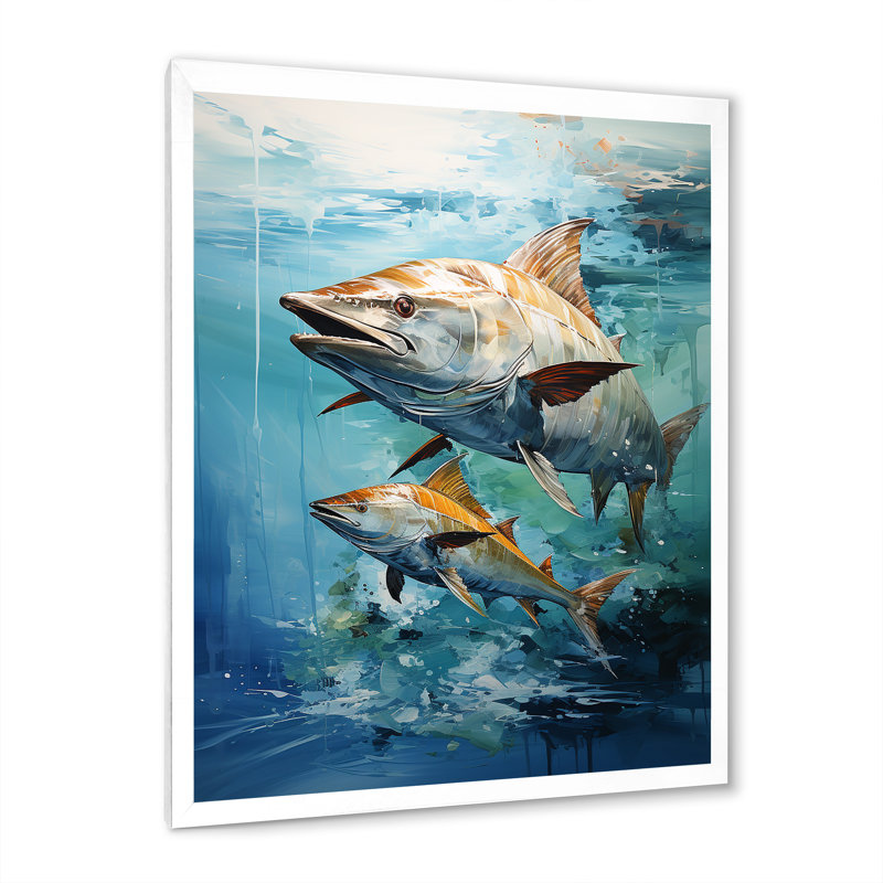 Fishing Majestic Marlins II " Fishing Majestic Marlins II ", White Picture Framed, 32" H x 16" W x 1" D