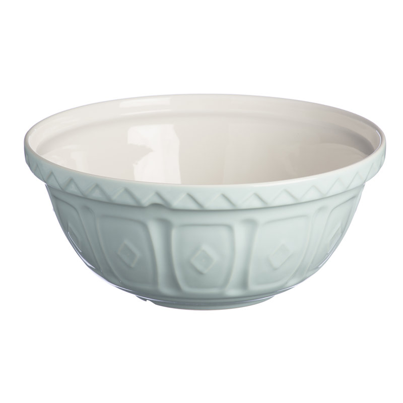 Powder Blue Ceramic Mixing Bowl with Textured Pattern, 2.25 Quart