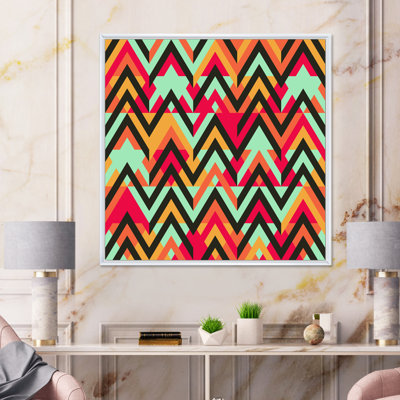«Zigzag» rouge et bleu - reproduction d'art sur toile