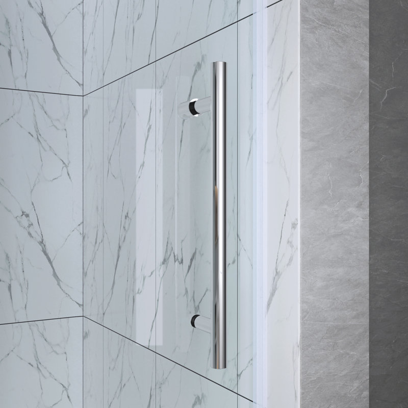 Porte de baignoire coulissante lisse sans cadre avec verre transparent de 3/8 po (10 mm) Opal Mirage MCOCOD, Chrome