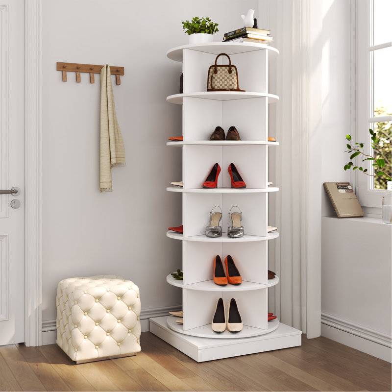 360 Rotating Shoe Cabinet 6 Layers, White
