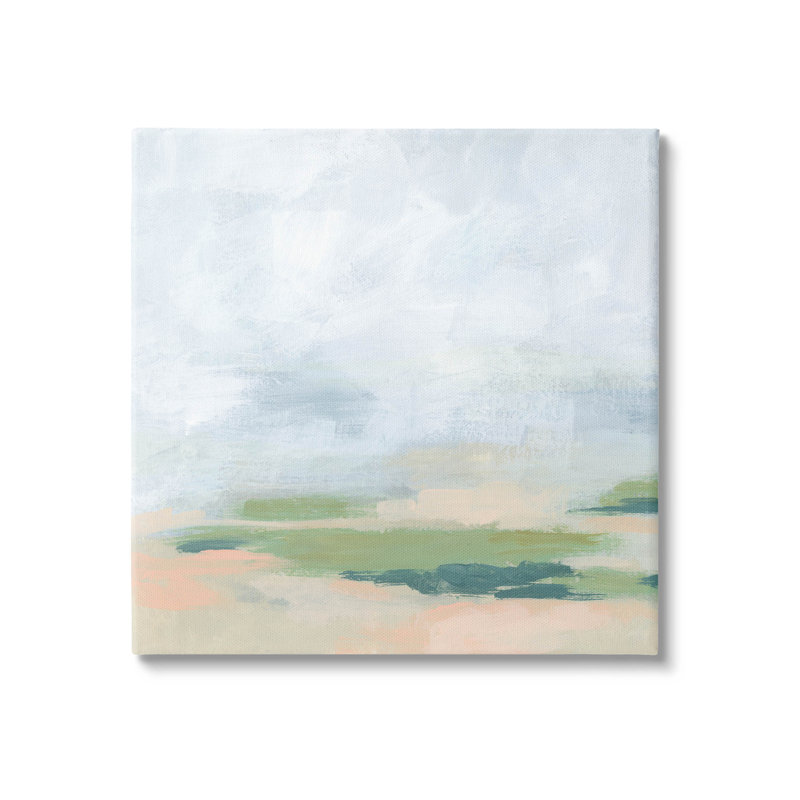 Green and Beige Abstract Landscape Canvas Wall Art, 24 x 24