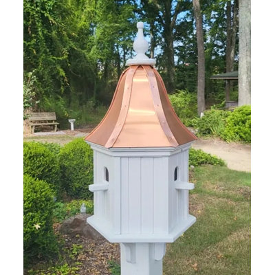 Large Copper Roof Birdhouse, Weather Resistant, with 3 Nesting Compartments