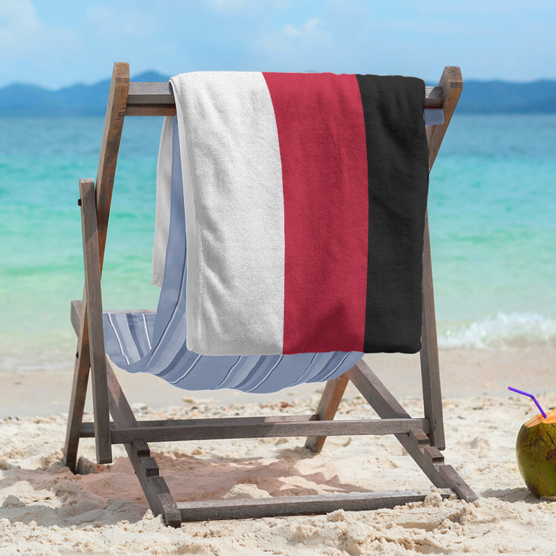 New Jersey Lightweight Beach Towel, White/Red/Black, Microfiber