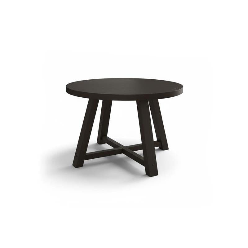 Rubberwood Round Wood Top Dining Table with Wood Base, Black