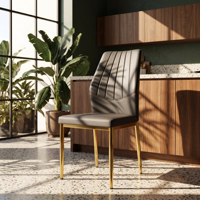 Ensemble de 6 chaises de salle à manger en cuir et en métal D 17 po x P 22,5 po x H 17 po Droom