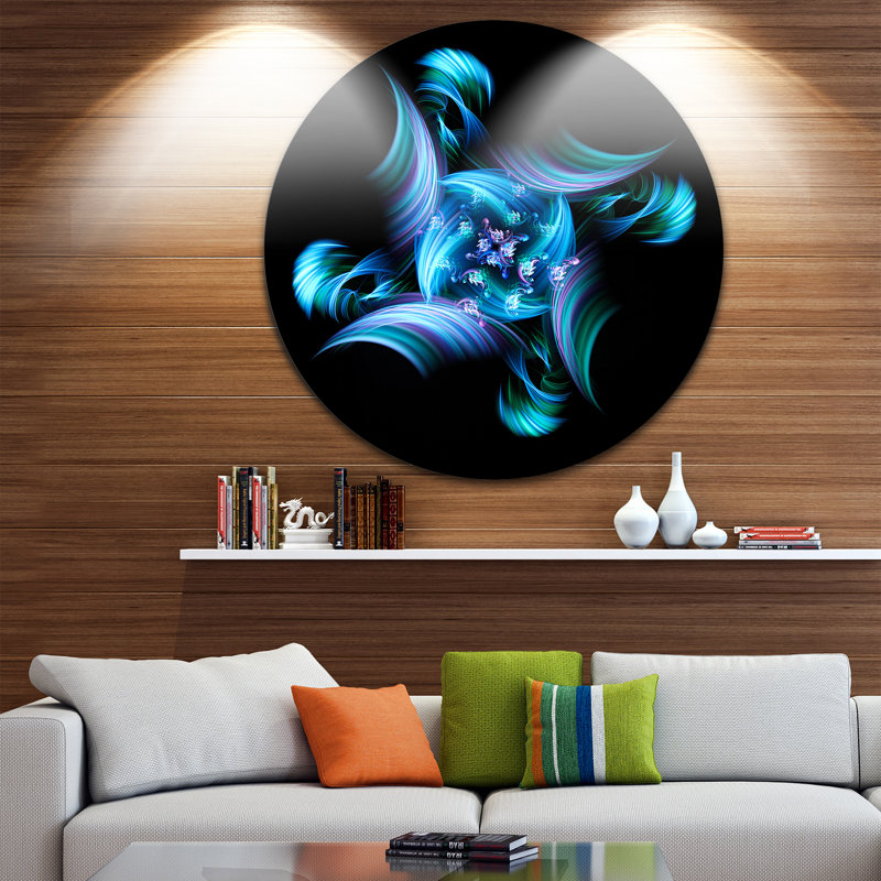 « multicolore blue vitrail », impression sur métal, H 36 po x l 36 po x P 1 po