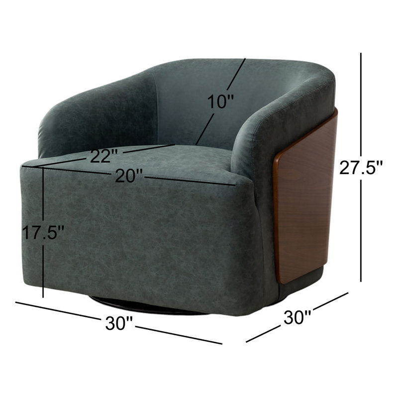 Fauteuil demi-tonneau rotatif en simili cuir Andretta, Bleu