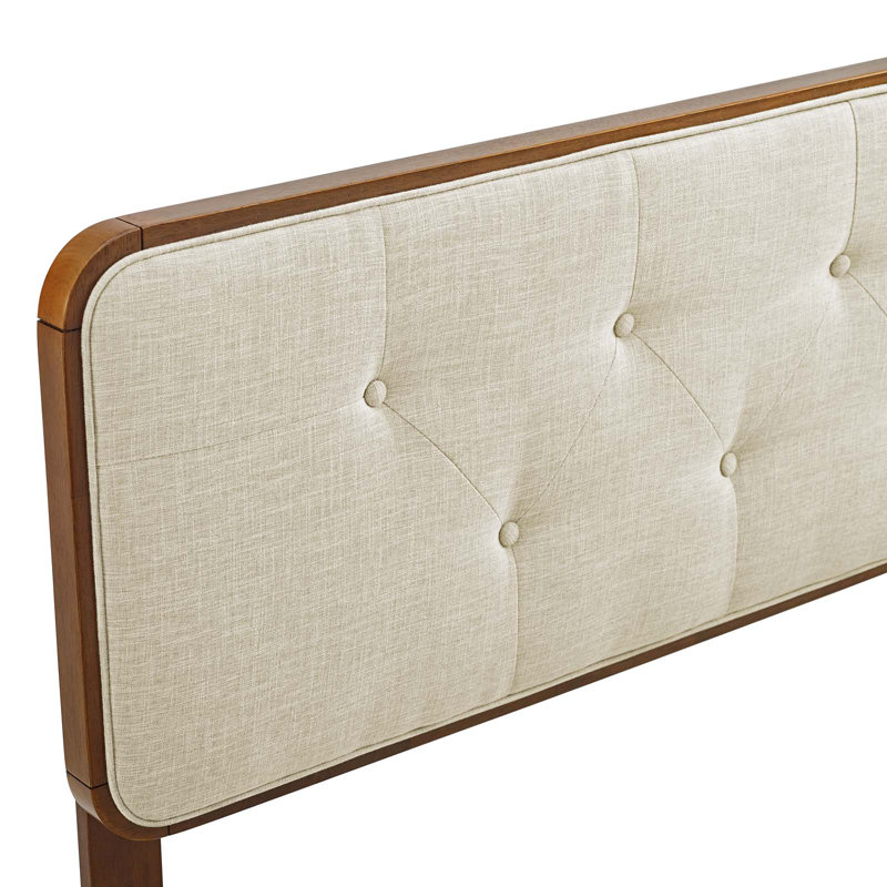 Freyda Upholstered Panel Headboard, Walnut, Queen, Beige