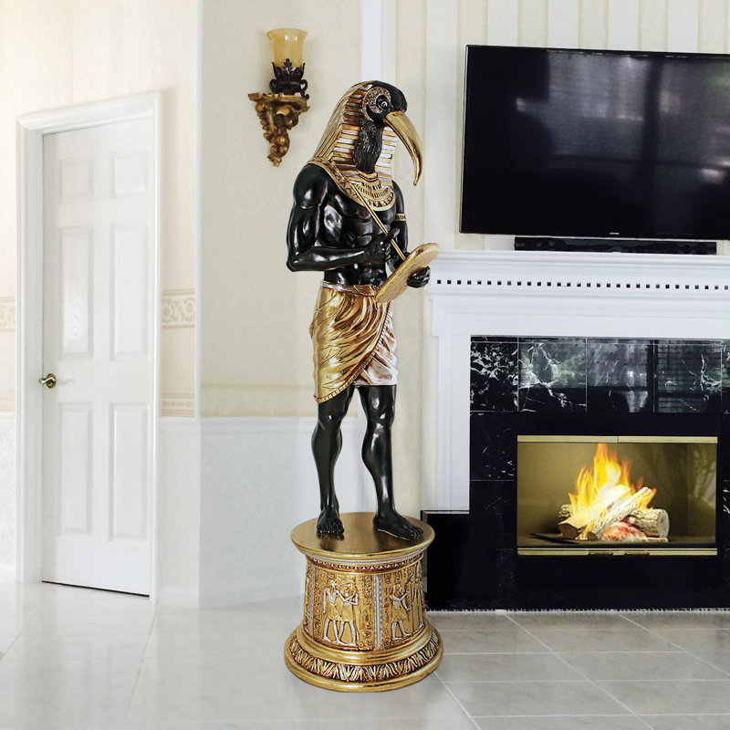 Statue égyptienne grand chef Thoth avec piédestal