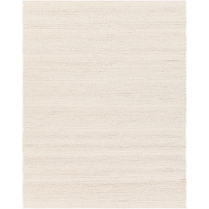Tapis ivoire en laine tissé à la main Zekia, Rectangle 9 pi x 13 pi