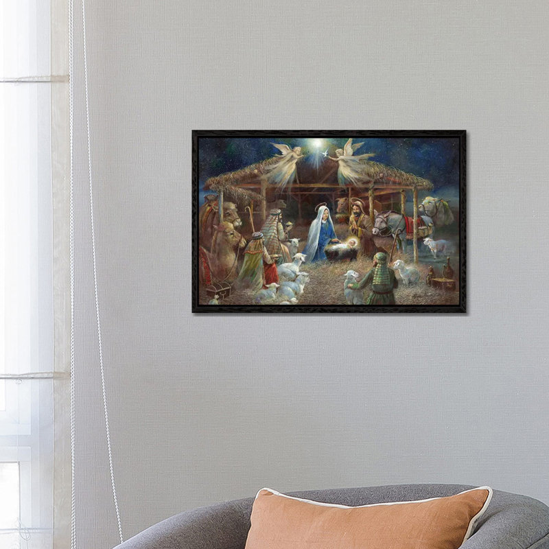The Nativity by Ruane Manning - Print on Canvas, 66.04 cm H x 45.72 cm W, Black Framed