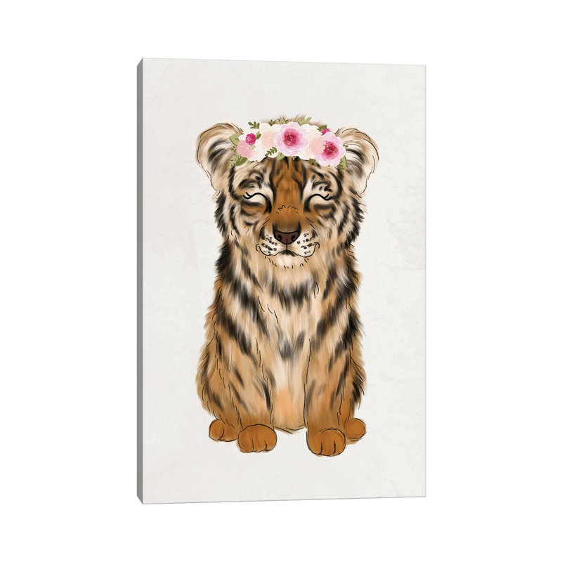 Floral Crown Baby Tiger by Katie Bryant - Wrapped Canvas Gallery-Wrapped Canvas Giclée, 20.32 cm H x 30.48 cm W