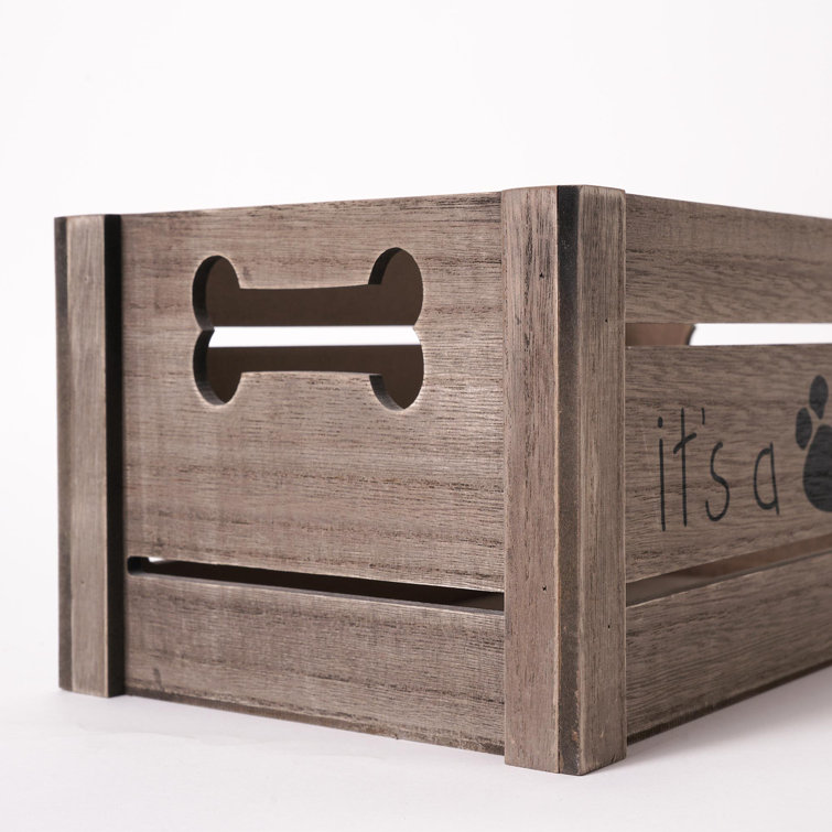 Addie Joy Woof Dog-Themed 3 Piece Solid Wood Crate Set Gracie Oaks