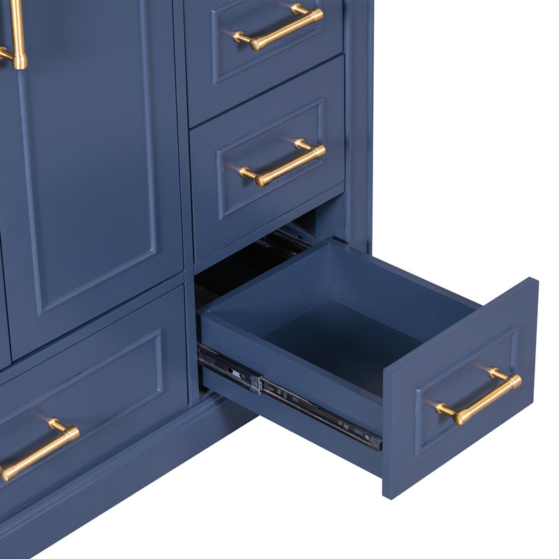 Meuble-lavabo simple 36 po avec plateau en résine Fazon, Bleu