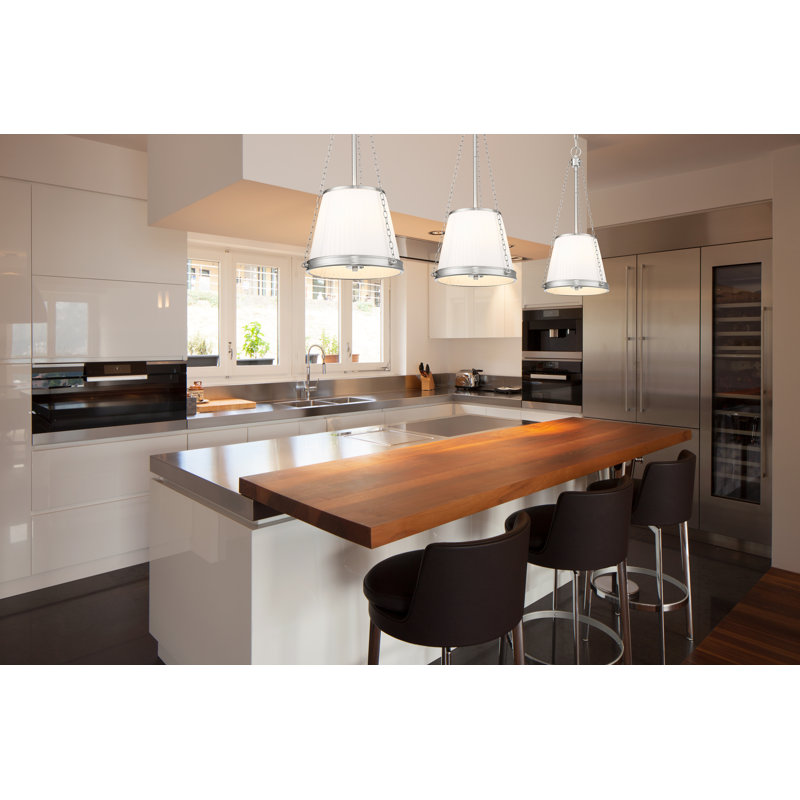 Luminaire suspendu 4 lumières Guilherme, Nickel brossé