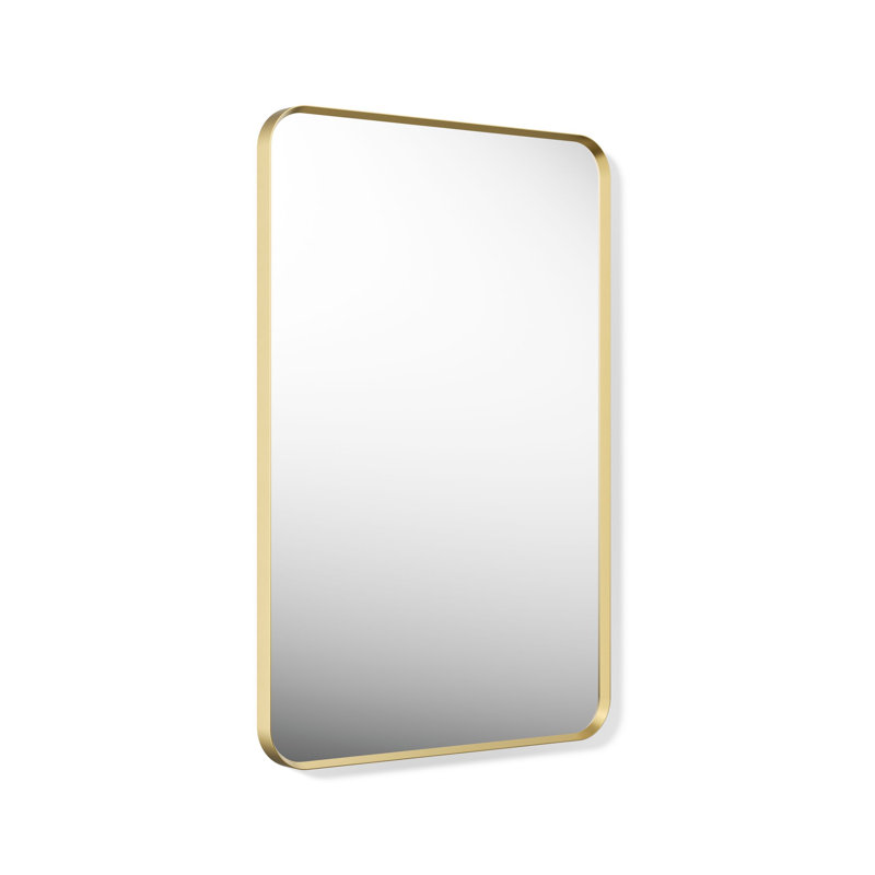 Miroir de salle de bain mural, Doré brossé moderne, 36 po x 24 po