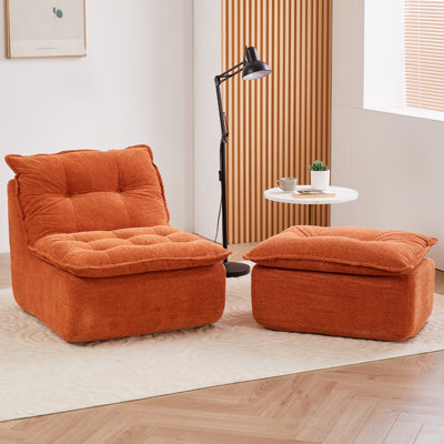 Chaise longue rembourrée avec repose-pieds mobile, canapé douillet d'intérieur 