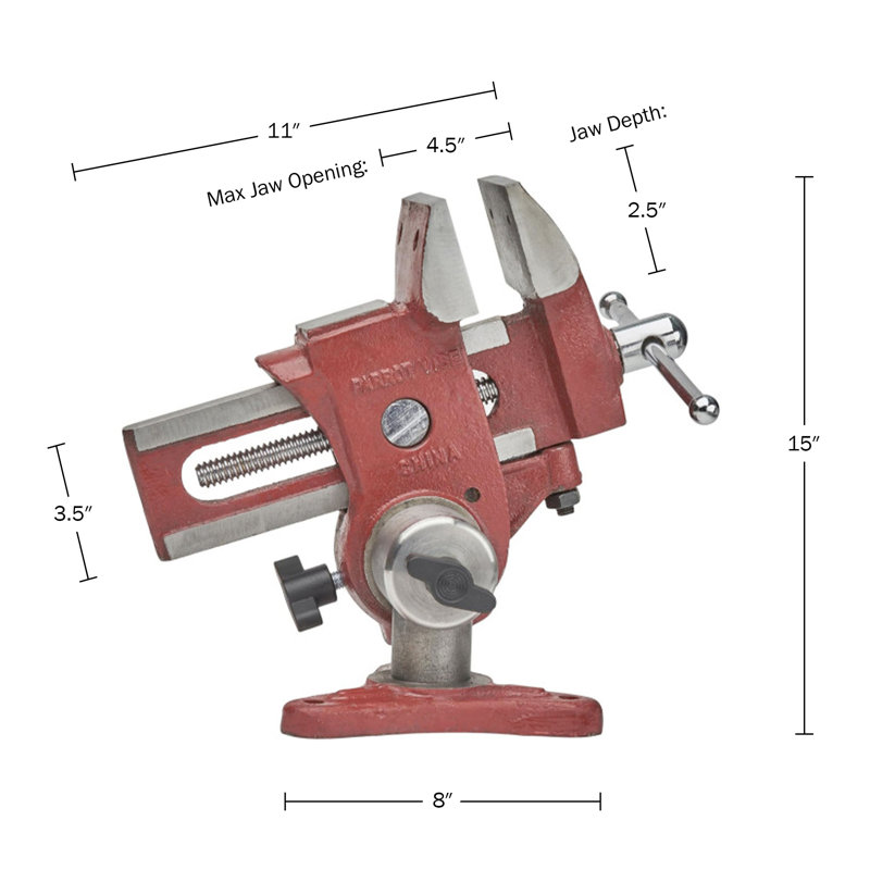 Ultimate Versatile Work Bench Vise - Table Vise with 2 Axes of Rotation - 4.5” Max Jaw Opening Table Vice Clamp with Offset Arm and Vertical Mount for Woodworkers or Metal Shops by 