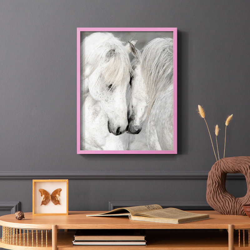 Affection II, reproduction encadrée - bois massif, Rose, H 10 po x l 8 po