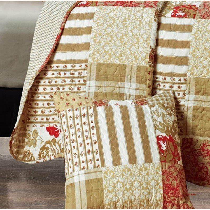 Orth Polyester Patchwork Bedspread with Pillow Shams, 235 x 250 cm Bedspread - 2 Shams