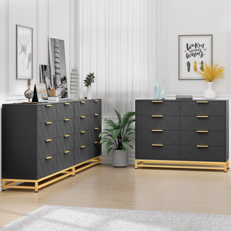 Reetima 47.24'' W 8 - Drawer Dresser, Black