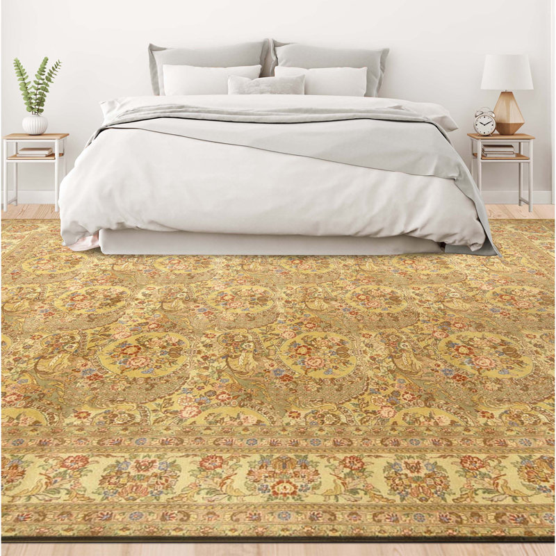 Tapis brun et crème noué à la main de haute qualité