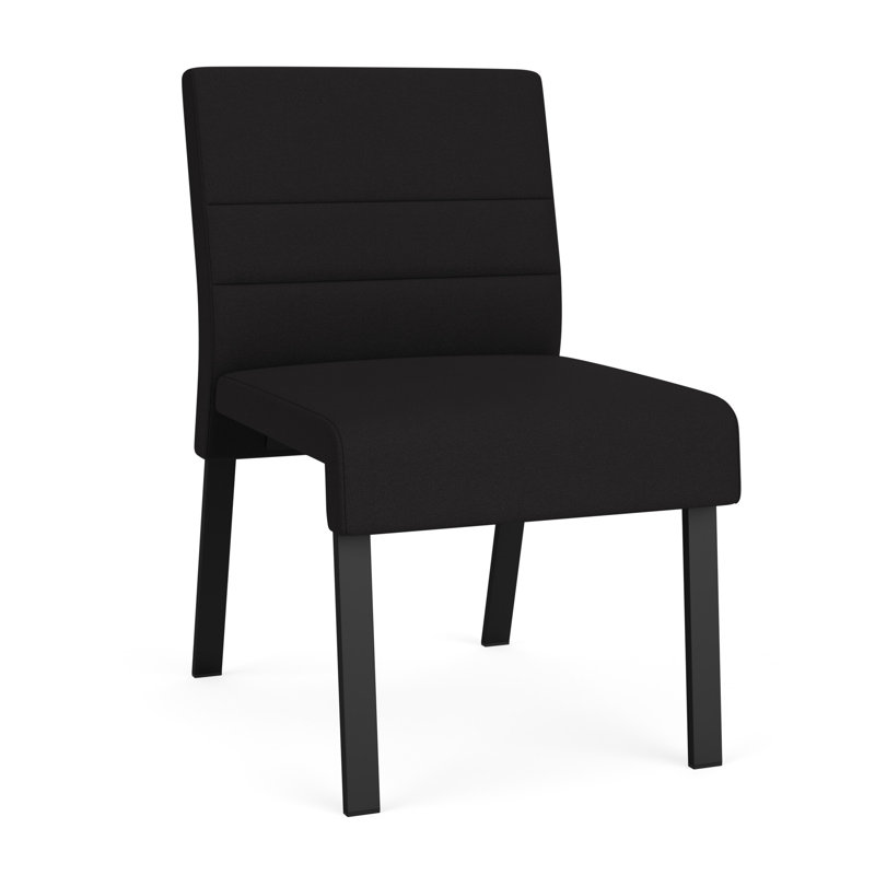 Chaise d'invité sans accoudoirs Waterfall, Portes ouvertes en tissu noir, Noir