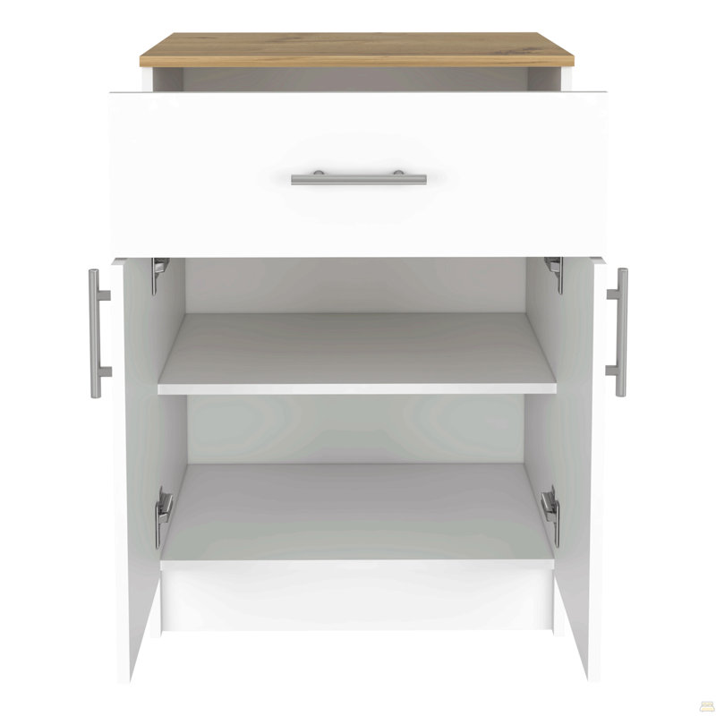 Armoire pour garde-manger filet, un tiroir, Blanc / Chêne clair