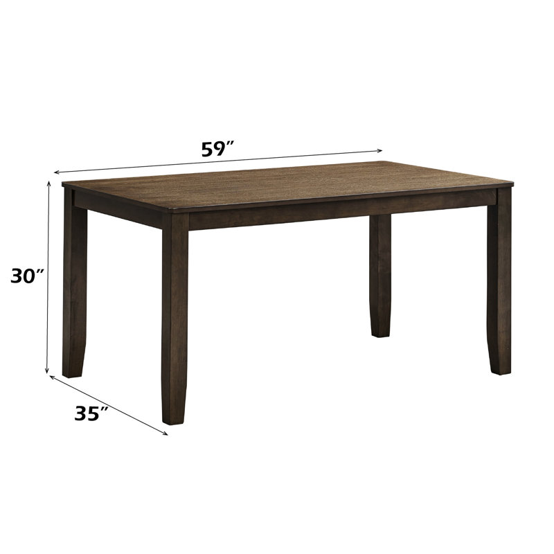 Rectangular Walnut - Toned Contemporary Dining Table Constructed Of Solid Rubber Wood And With Synthetic Leather, 35 In Depth, 59 Width, 30 Height, 50 Lb Weight, 100 Lbs Suitable Load Shaded,
