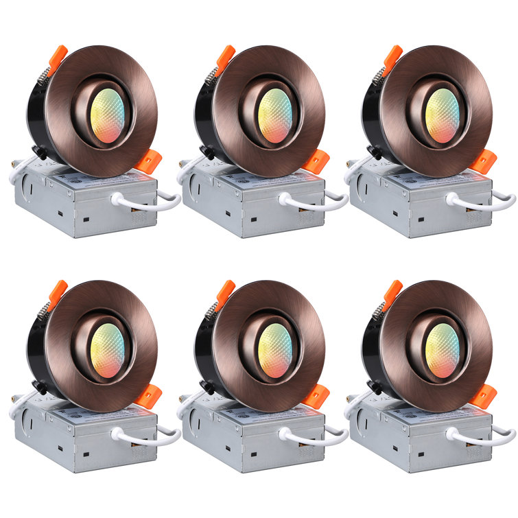 3 Inch LED Gimbal Recessed Light with J-Box, 5CCT 10-100% Dimmable, 35W Eqv.