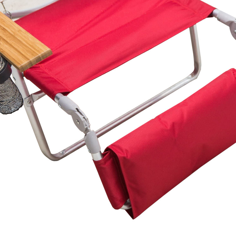Ostrich Deluxe 3N1 Adjustable Padded Sports Chair with Footrest, Red (4 Pack)
