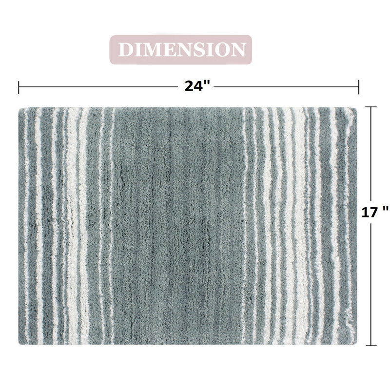 Griffie Plush 100 % Cotton Bath Rug, Single - 17" L x 24" W, Gray