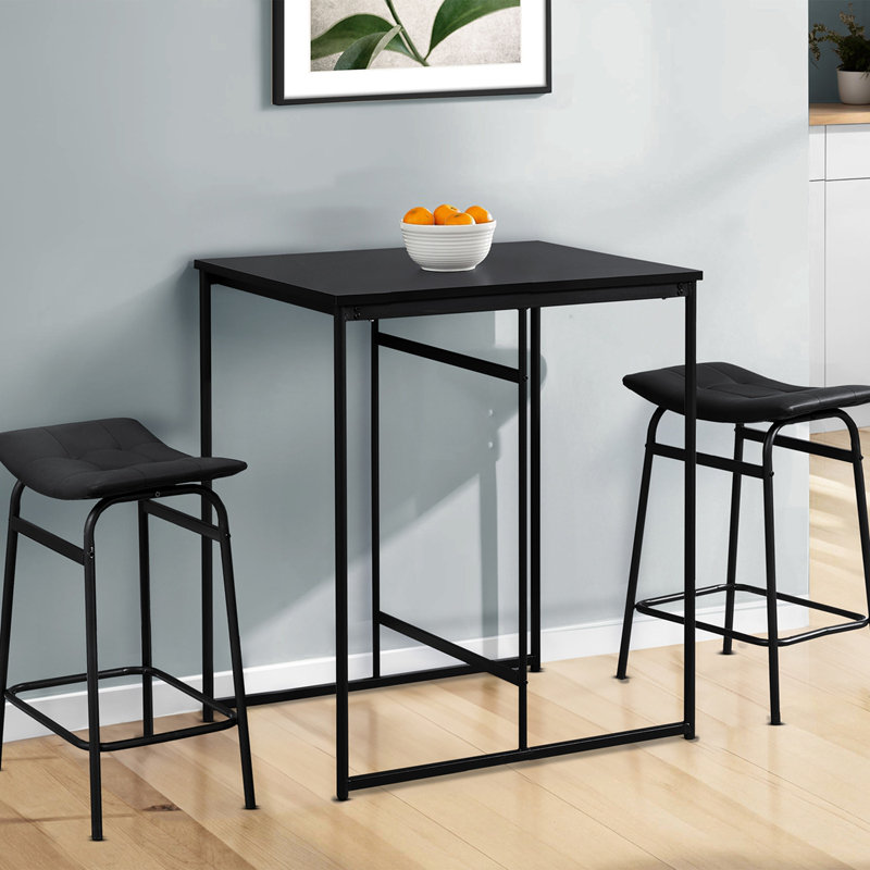 Modern Black Leather Look Counter Height Barstools, Set of 2, Sleek Backless Design for Comfort and Style