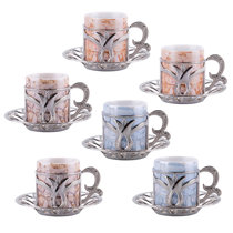 Silver Color Coffee Mugs - Tea Glasses For Six Person