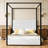 King Size Upholstered Canopy Bed, Platform Bed Frame with Velvet Headboard & Metal Frame, 4-Poster Canopy Bed for Romantic & Modern Bedroom, No Box Spring Needed-681049976-681049974