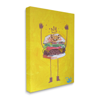 «Souriant hamburger couronne alimentaire» par Robert Filiuta - peinture sur toile tendue