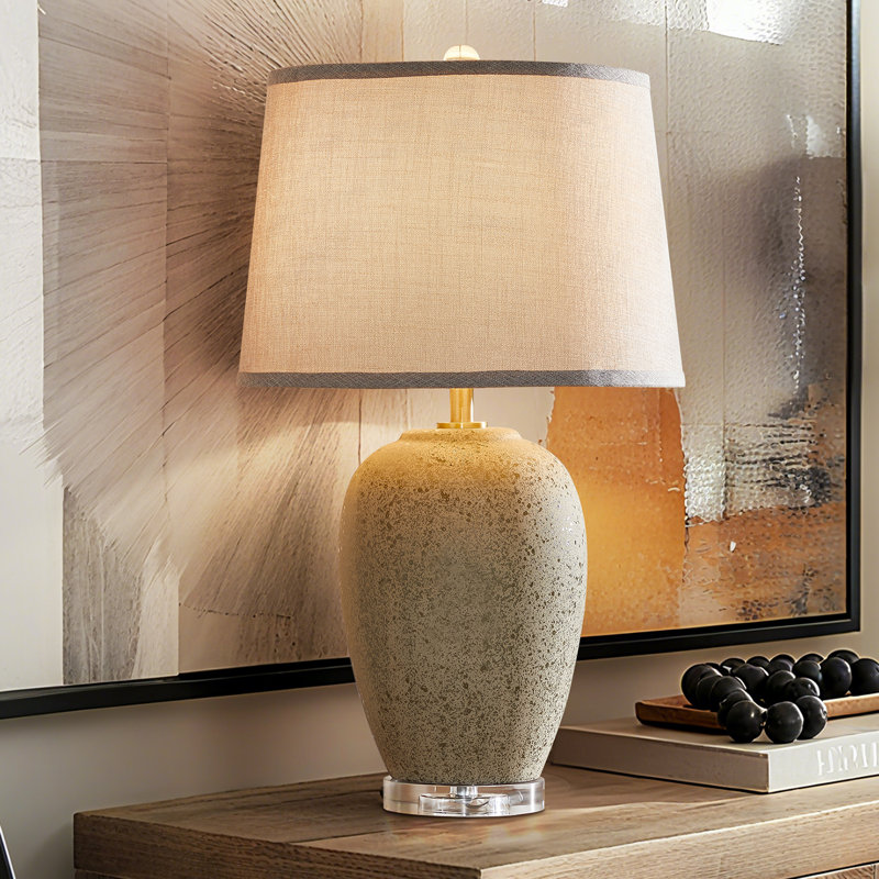 Lampe de table H 24 po avec abat-jour tambour en coton Iftikar
