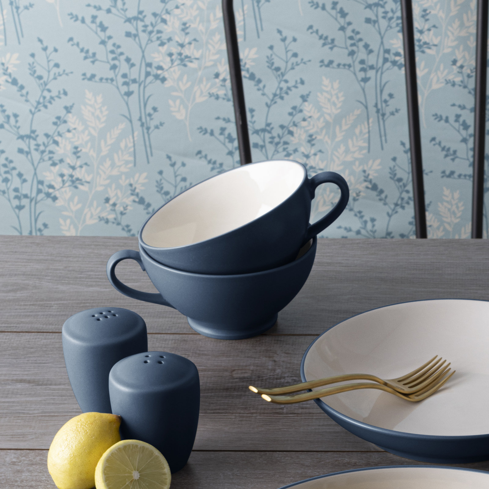 Noritake Colorwave Handled Bowls, 5-1/2", 18 Oz., Blue