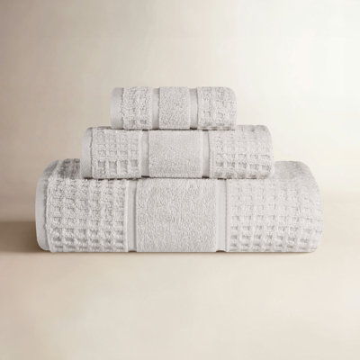 Hisela 3-Piece Waffle Cotton Towel Set