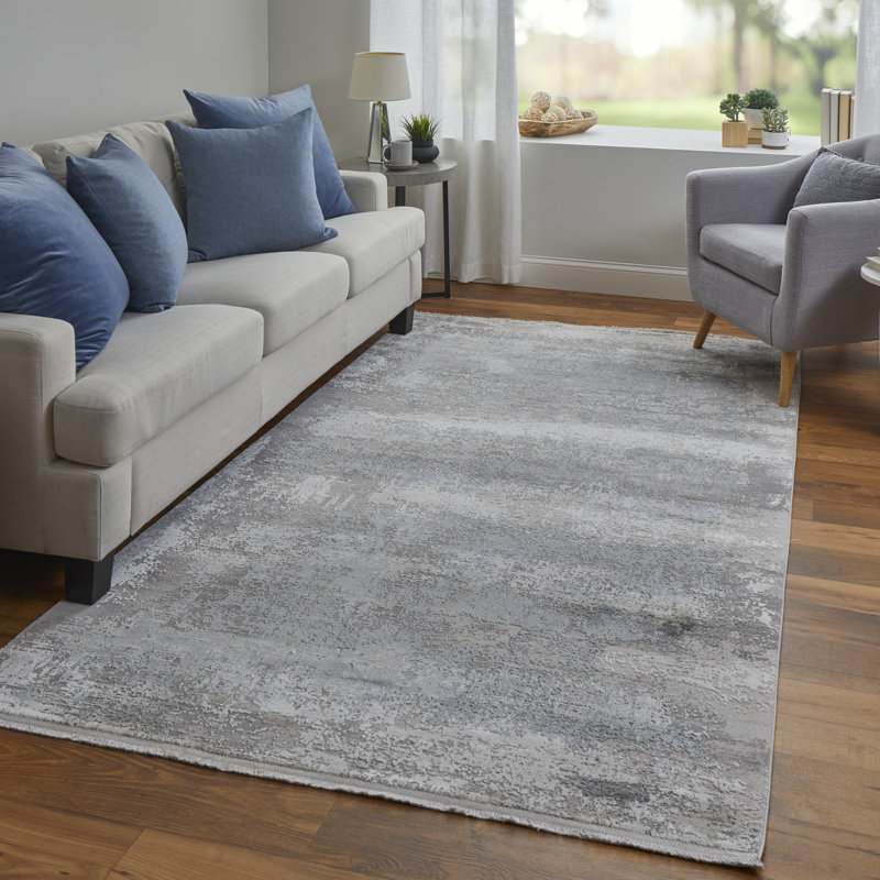 Whitten Abstract Light Gray Area Rug, Rectangle 12' x 18'