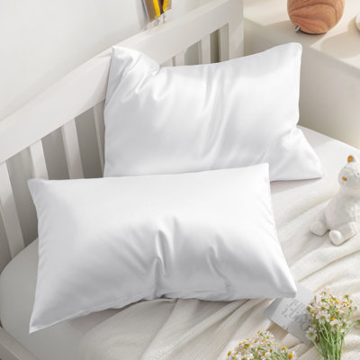 Taies d'oreiller pour tout-petits en coton de qualité égyptienne, taies d'oreiller de voyage en satin de coton à densité de tissage 500 fils, 13 x 18 pouces - NTBAY