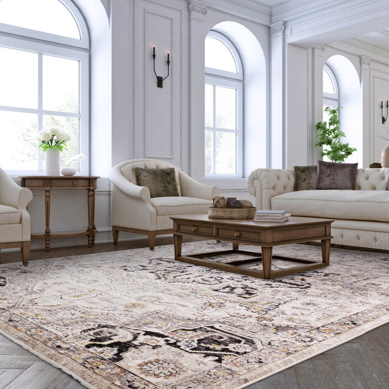Biegel Oriental Grey/Beige/Black Area Rug, Rectangle 200 x 290cm