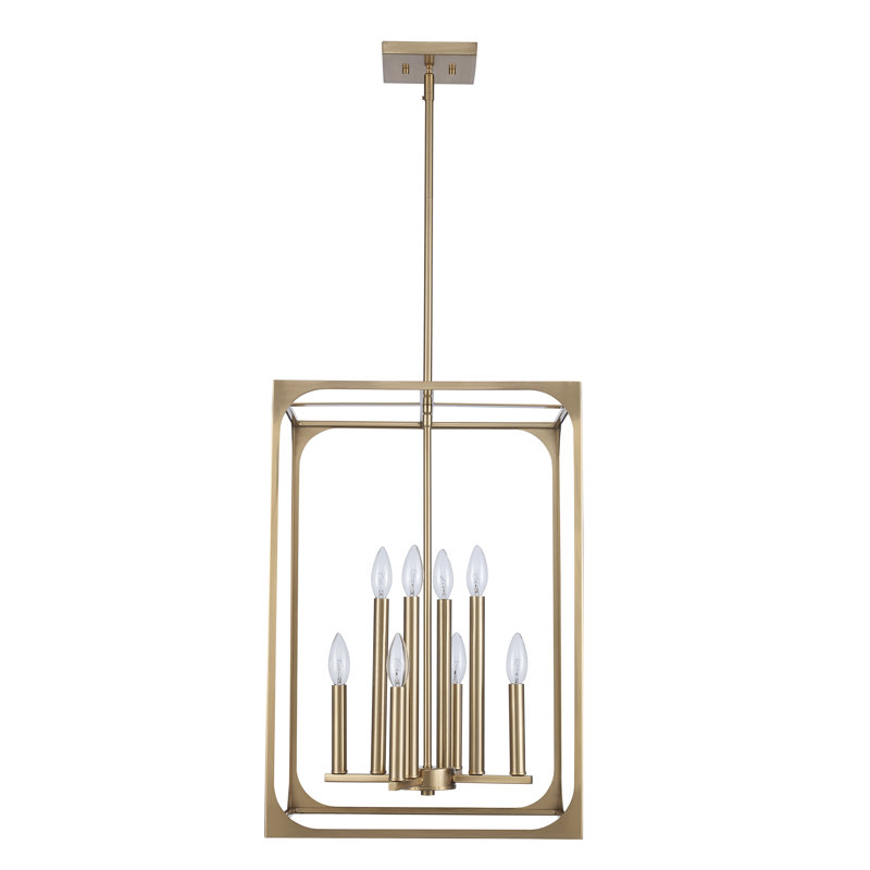 Luminaire suspendu cage à 8 lumières Rudy Ridge, Or antique