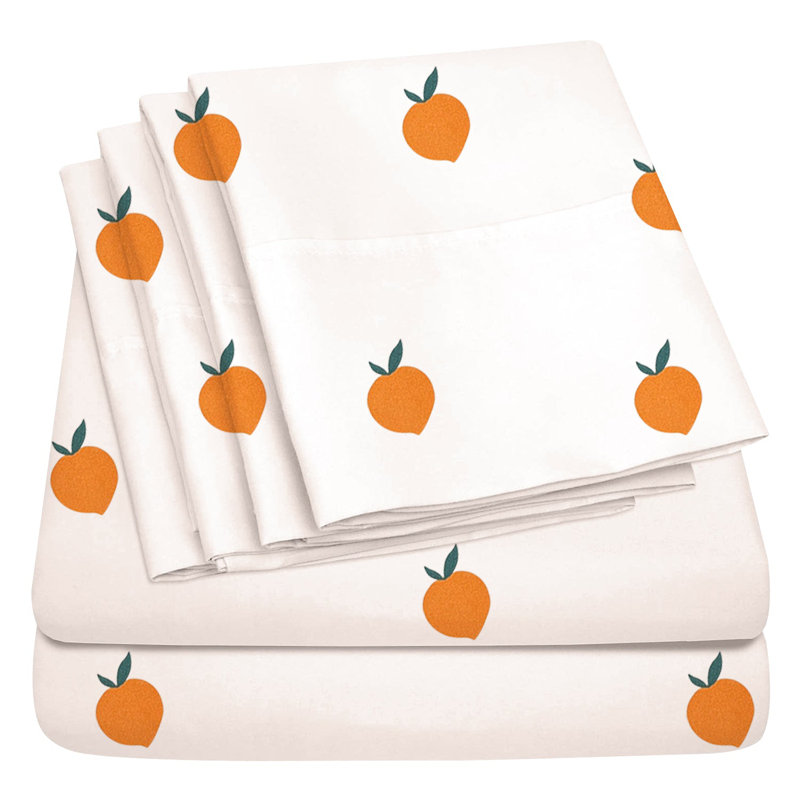 6 draps de lit en microfibre doux, infroissables et profonds, Juicy, Ensemble de draps pour grand lit avec 4 taies d'or