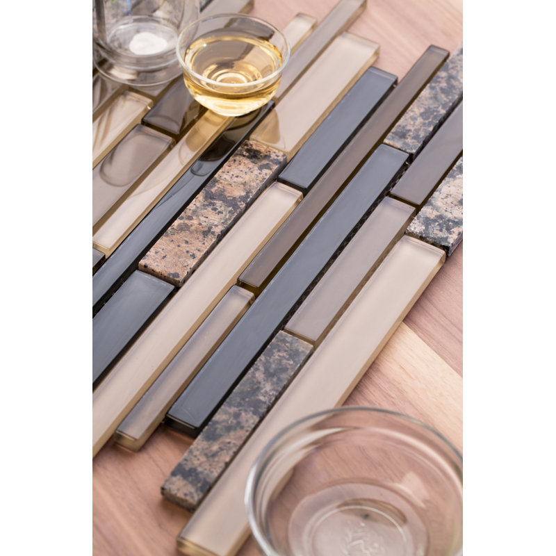 Joni Natural Stone/Glass Linear Mosaic Wall Tile, Light Brown