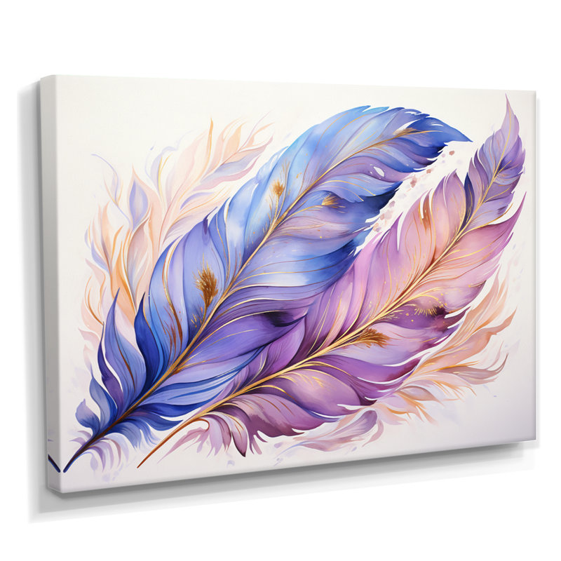 Phelan - Plumes, art mural, Toile tendue, H 16 po x l 32 po x P 1 po