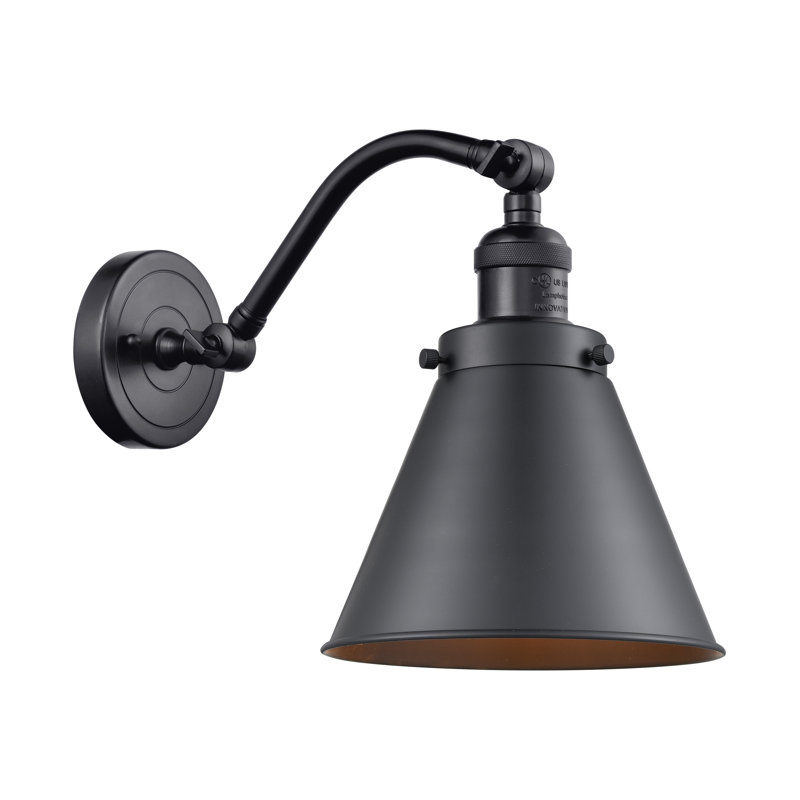 Donovan Steel Armed Sconce, Matte Black, Matte Black, 6 Watt Vinage LED Bulb
