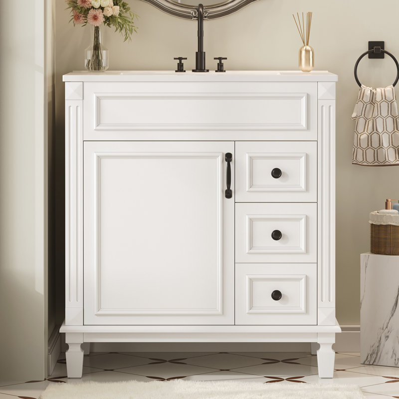 Meuble-lavabo 30 po avec lavabo en céramique, Blanc
