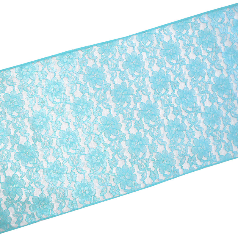 Bagdonas Floral Lace Table Runner, Aqua, 12" W x 144" L